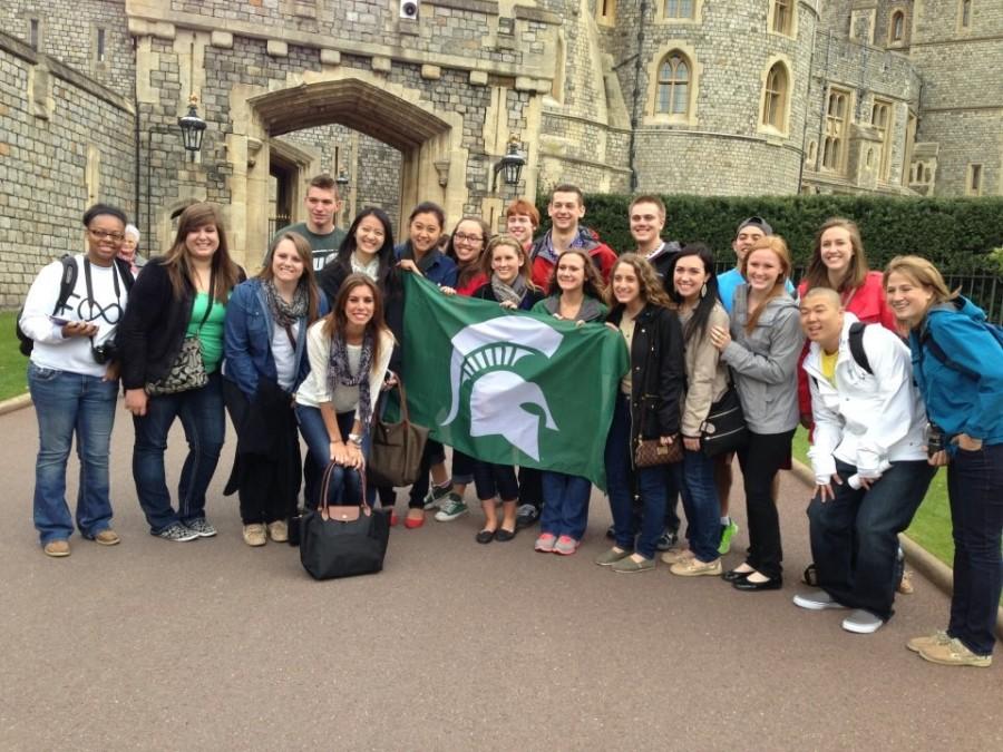 On+a+study+abroad+trip+to+England%2C+Stockbridge+High+School+alumni+Morgan+Ward+%28third+from+right%29+visited+castles%0Aon+a+global+perspective+business+trip+with+other+Michigan+State+University+students.