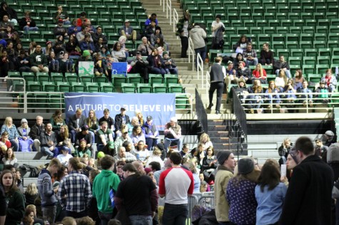 Sanders has yet to take stage as the arena begins to fill with people.