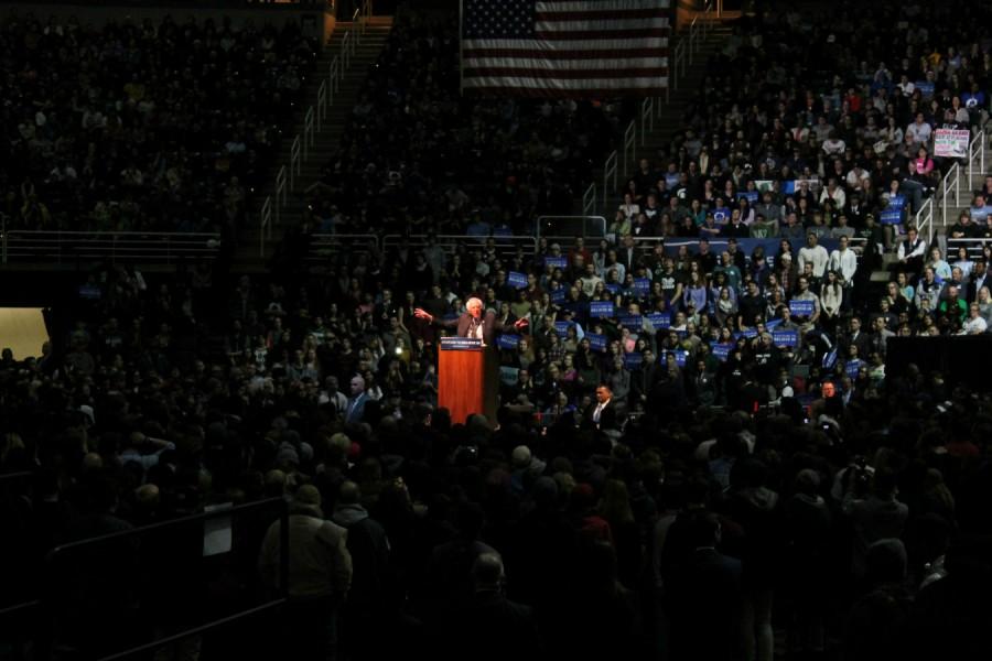 With the spotlight on him, Sanders got the crowd excited and captured their attention. He talked about wealth, how the the top one percent has as much wealth as the bottom 90%. Everyone was in agreement. People were so loud when he talked. It would be quiet and then the whole crowd would erupt, said Barney.