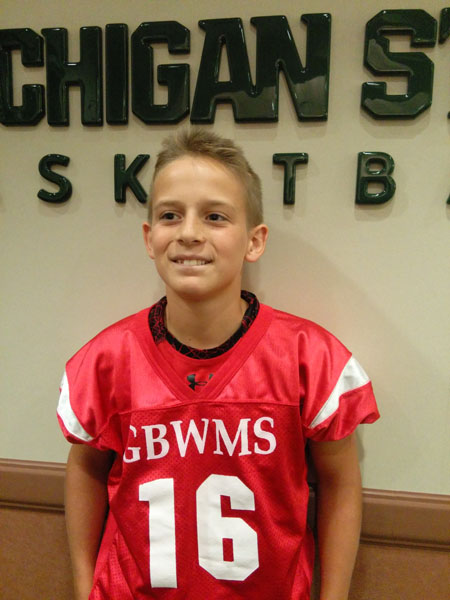 Kyle LaHie, seventh-grader at Grand Blanc West Middle School.