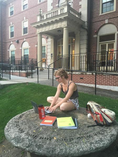 Senior Poppy Cox studies after a neuroscience class session at Brown University over the summer. Cox currently takes three AP classes and is thinking of taking a photography class at Washtenaw Community College in Ann Arbor during the second semester, all with the intent of getting into Brown University in 2017.