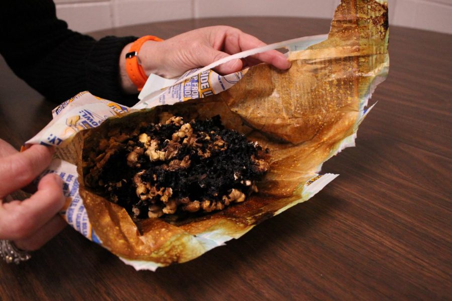The cause of the whole fiasco was this smoke-chard popcorn bag.