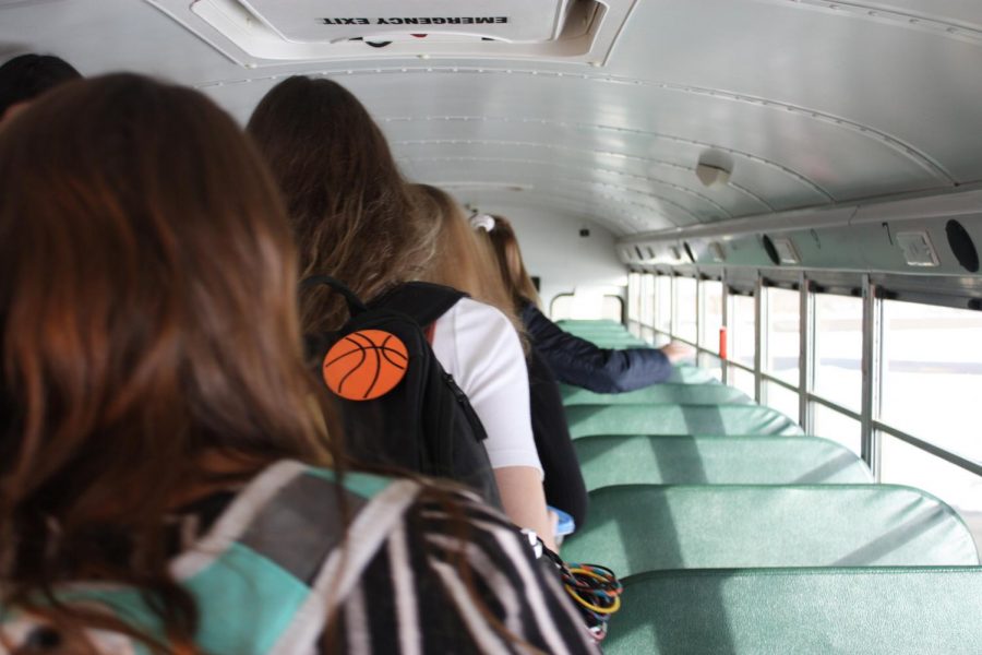 The girls Varsity Basketball team filtered on to the bus to travel 36 minutes away to compete with Leslie. The score of the girls game would end up being 41-23 and the boys lost 57-67.
