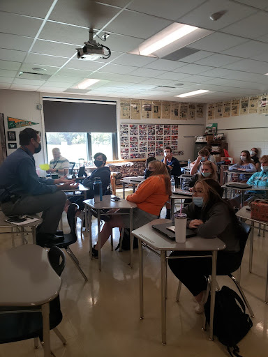 Pulling together ideas for the undecided homecoming dance, Jeff Trapp and the leadership class work together to get solutions. The students pitched ideas to Trapp for a safe dance, respecting the COVID-19 guidelines. 