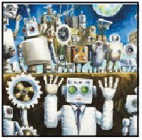 Creative artificial intelligence is not limited to writing, these are some images that were also AI generated when prompted to create an oil painting of robots taking over the world.