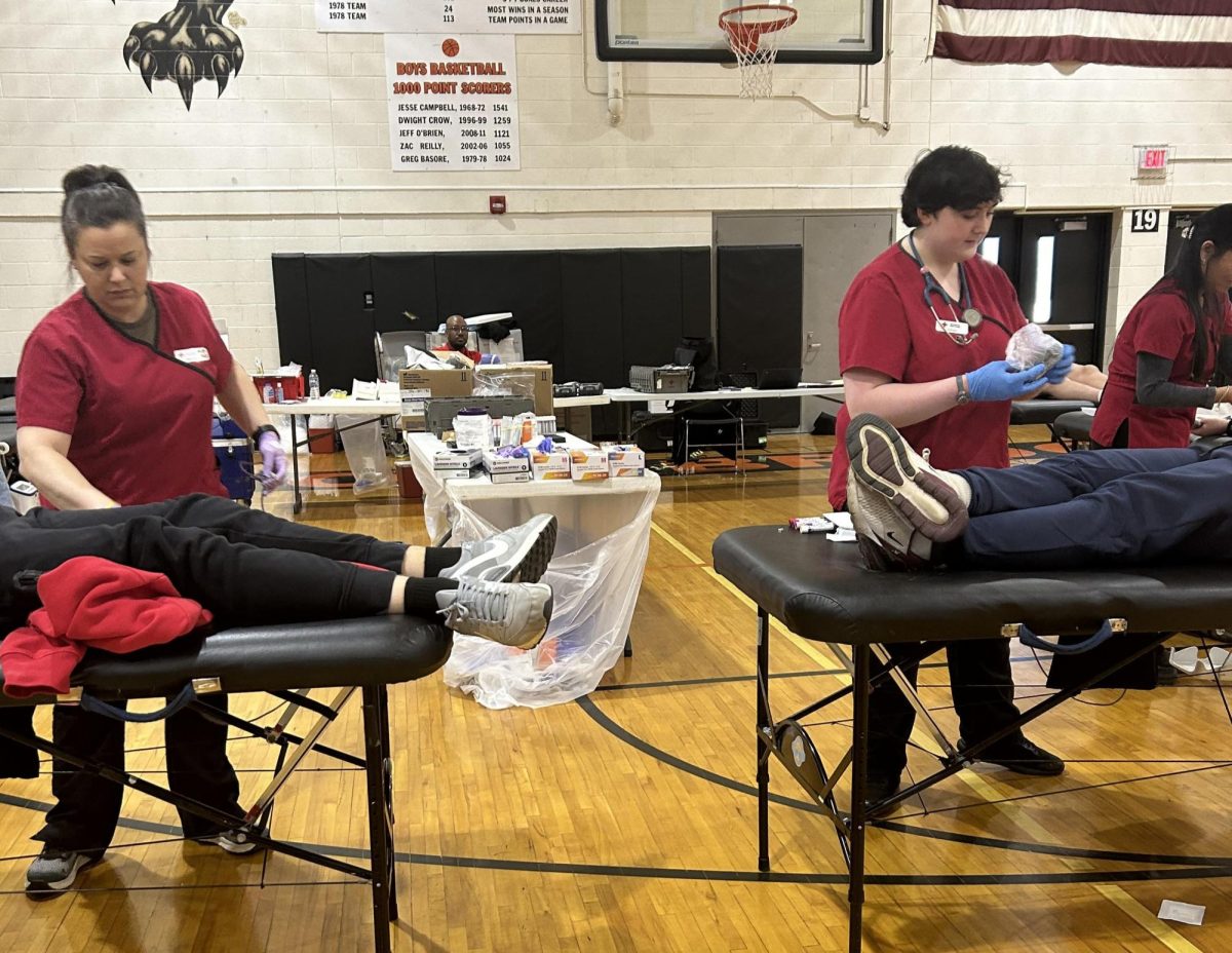 For the first time post-COVID, the Red Cross has returned to Stockbridge for the annual blood drive. A student gets their blood drawn. To ensure safety, Red Cross members only draw one pint of blood. 