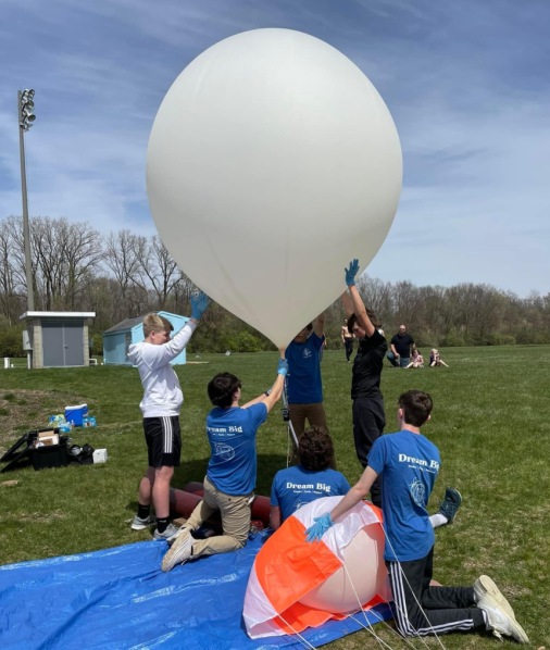 Multiple FFA students release the balloon for the two hour-long high altitude launch. Photo provided by Robert Richards
