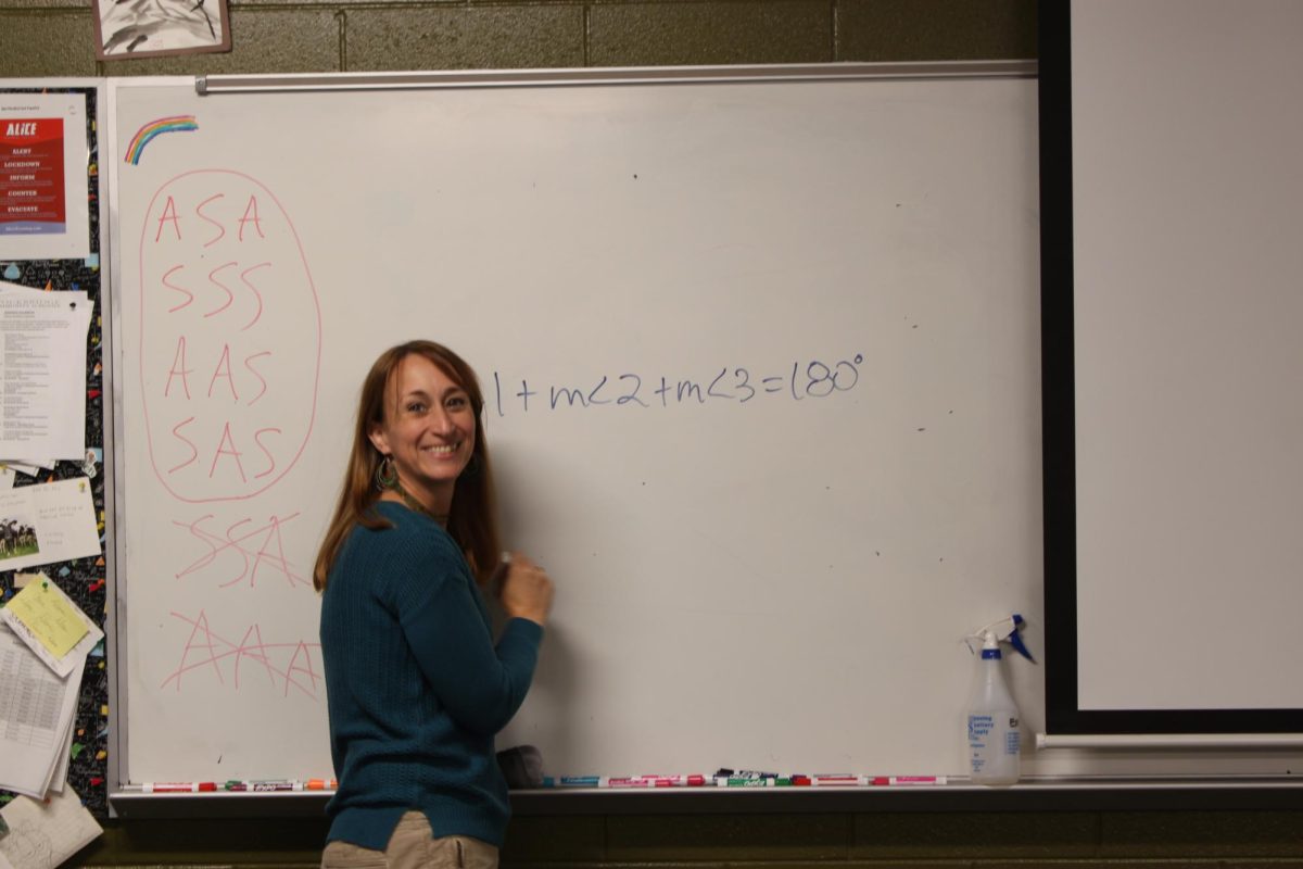 Revered for her abundance of knowledge, Lissa Avis works to prepare her fifth hour AP calculus class to pass the exam in May.