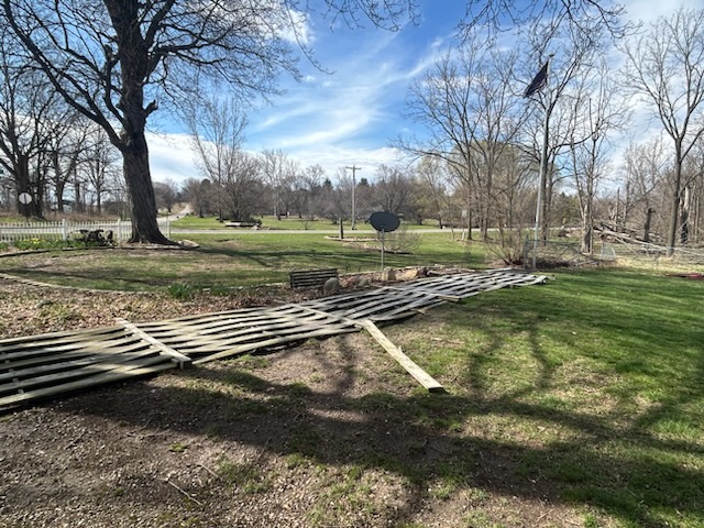 The damages of a Leslie home owner, Colleen Wagner, after a tornado went through her property.